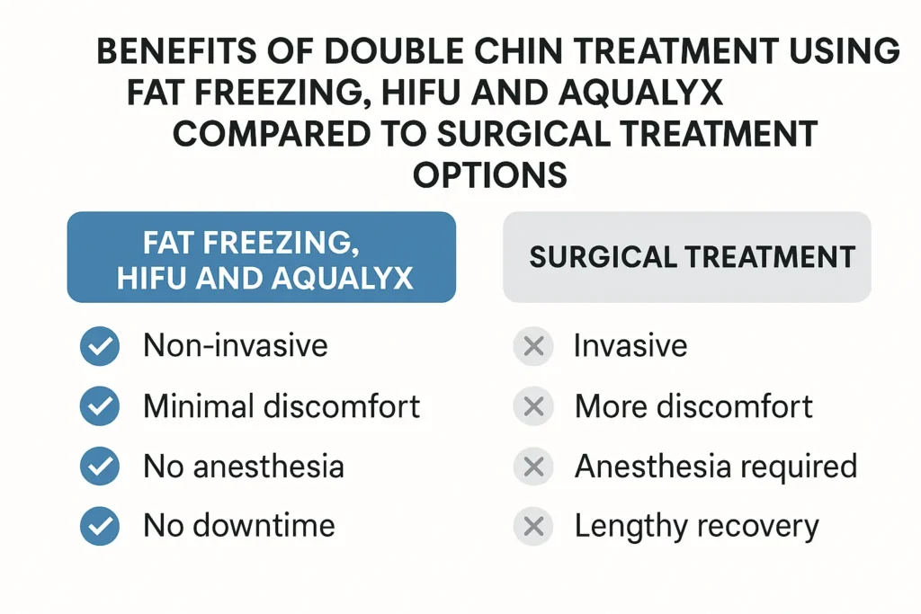 Graphic about the benefits of double chin treatment Chalk Farm - from LA LIPO