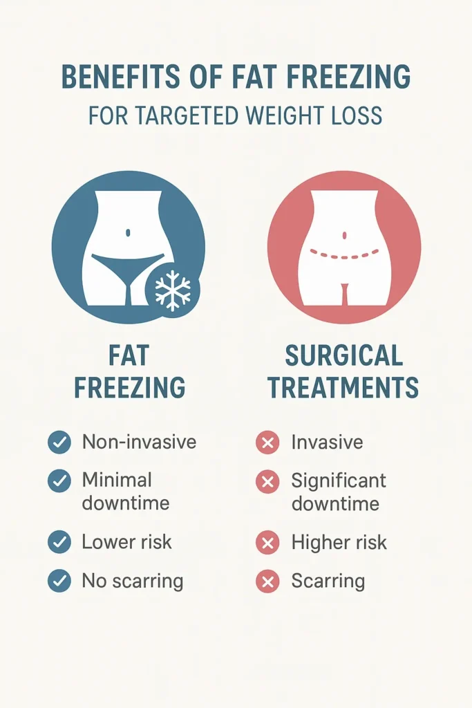 graphic showing the benefits of fat freezing Chalk Farm