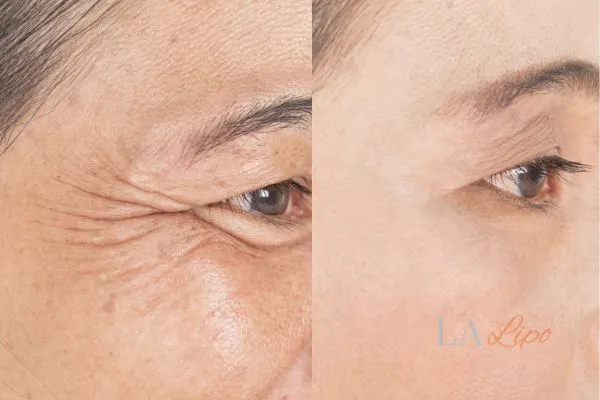 Before and after results of woman - HI-fu wrinkles reduction treatment Chalk Farm