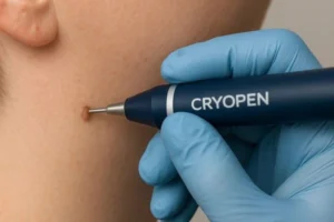 Person receiving skin tag removal Chalk Farm